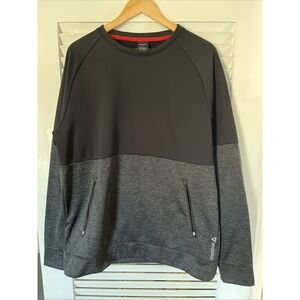 Reebok Mens‎ Large Black Gray Speedwick  Activewear Pullover Sweatshirt Pockets